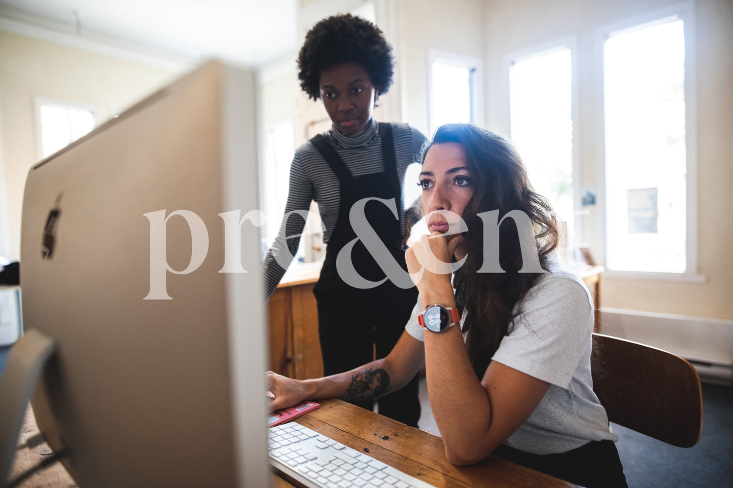 Work session between colleagues at the computer