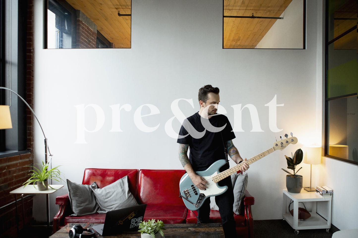 Playing music in their living room