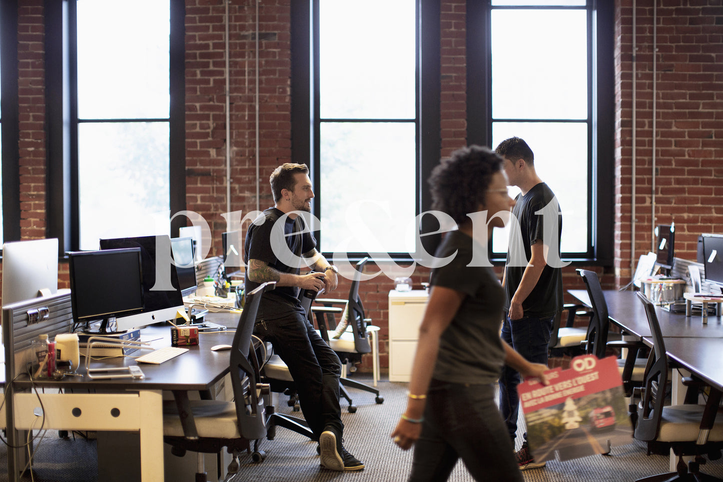 Colleagues casually chatting