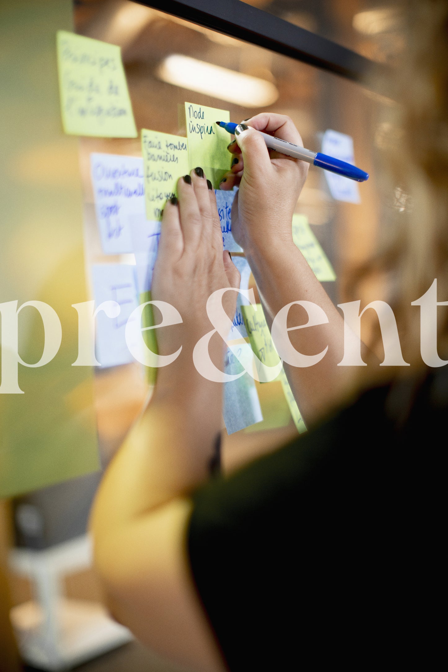 Brainstorming with sticky notes