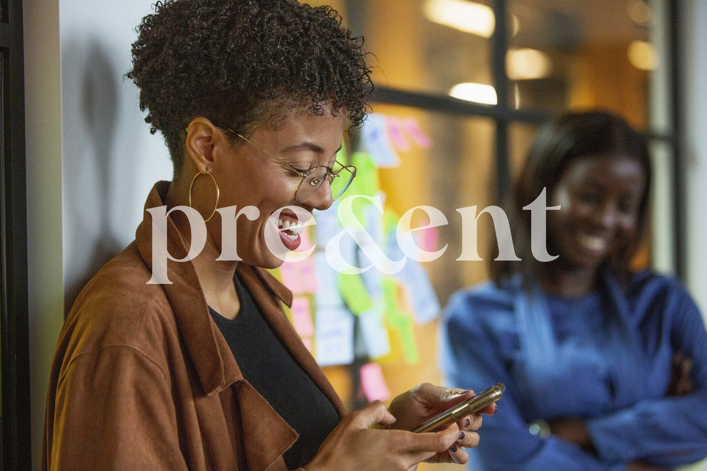 Happy person looking at their phone