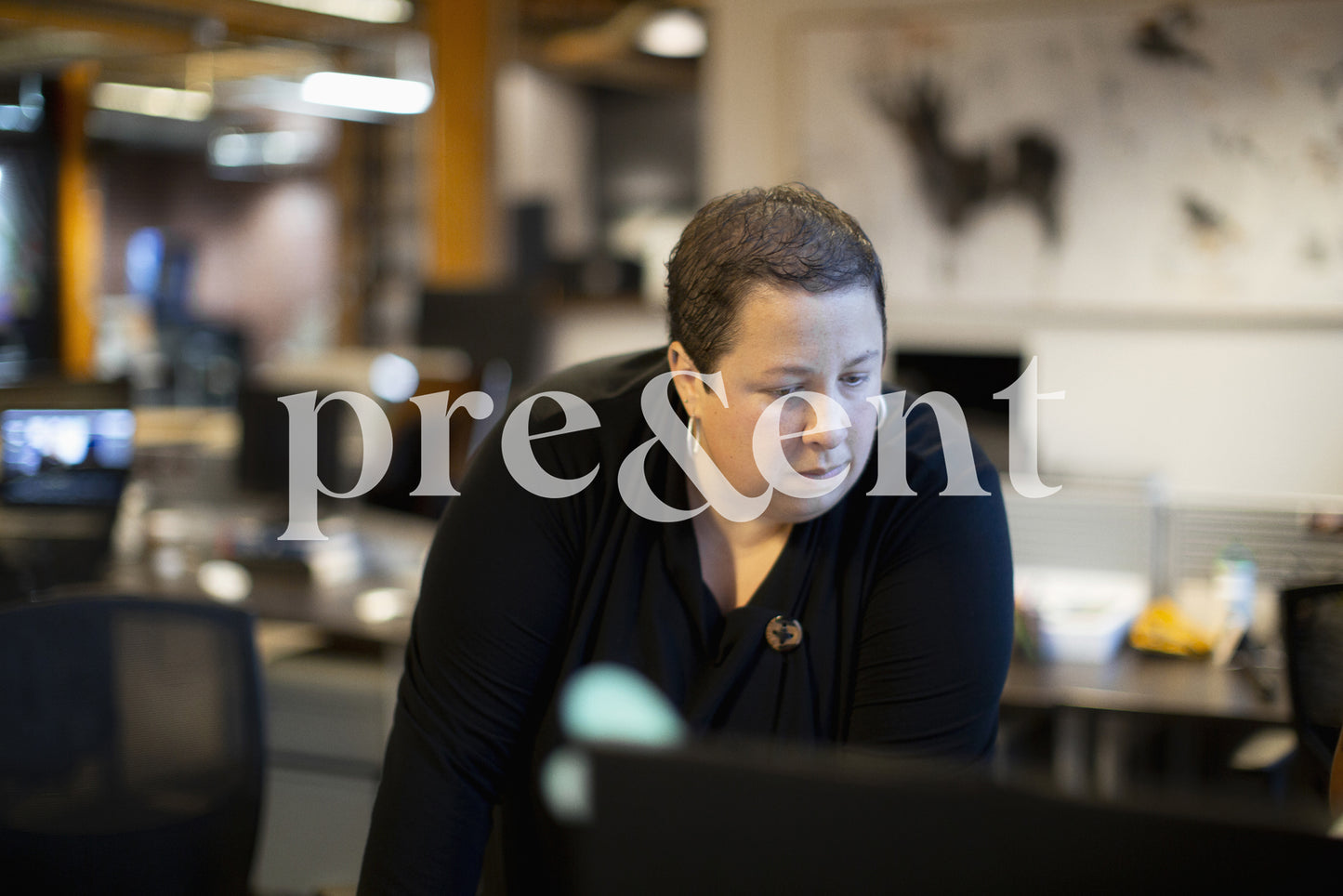 Focused person in an office