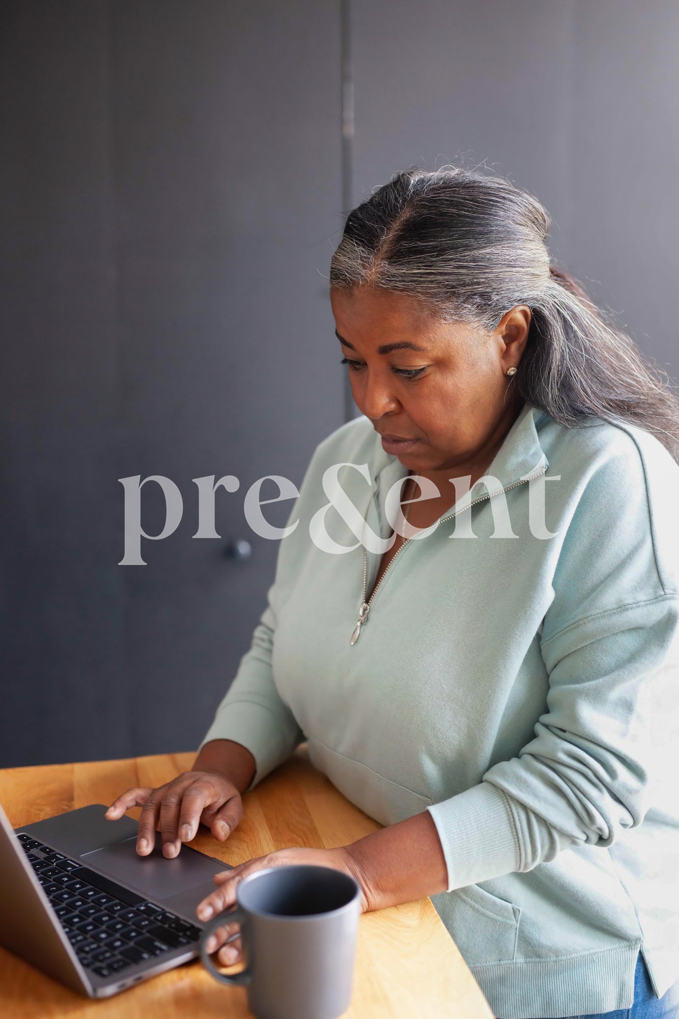 Person working on a laptop from home