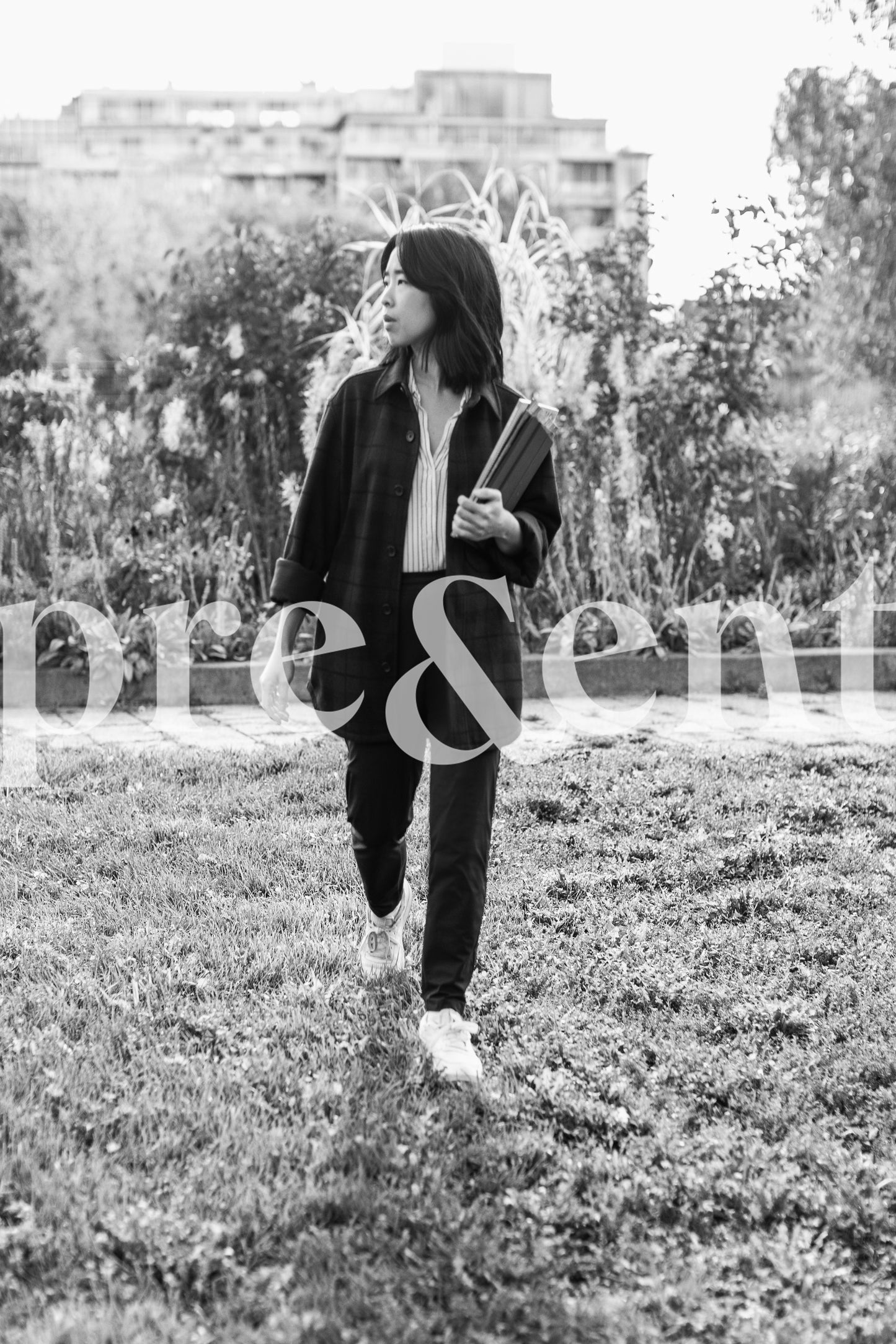 Person walking in the grass