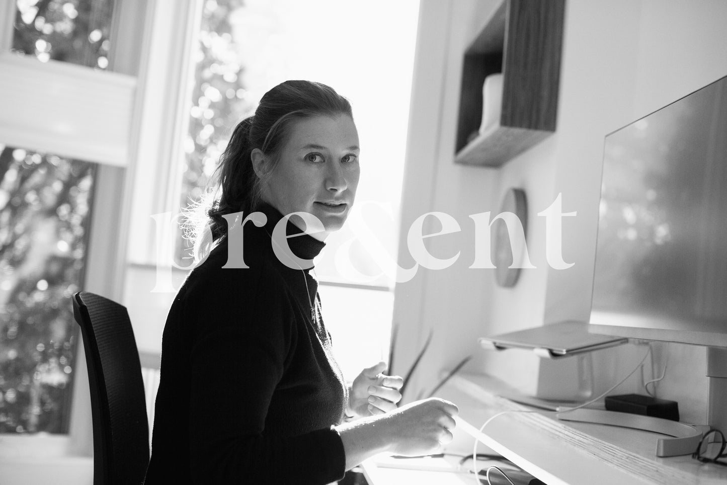 Portrait of someone sitting in their home office