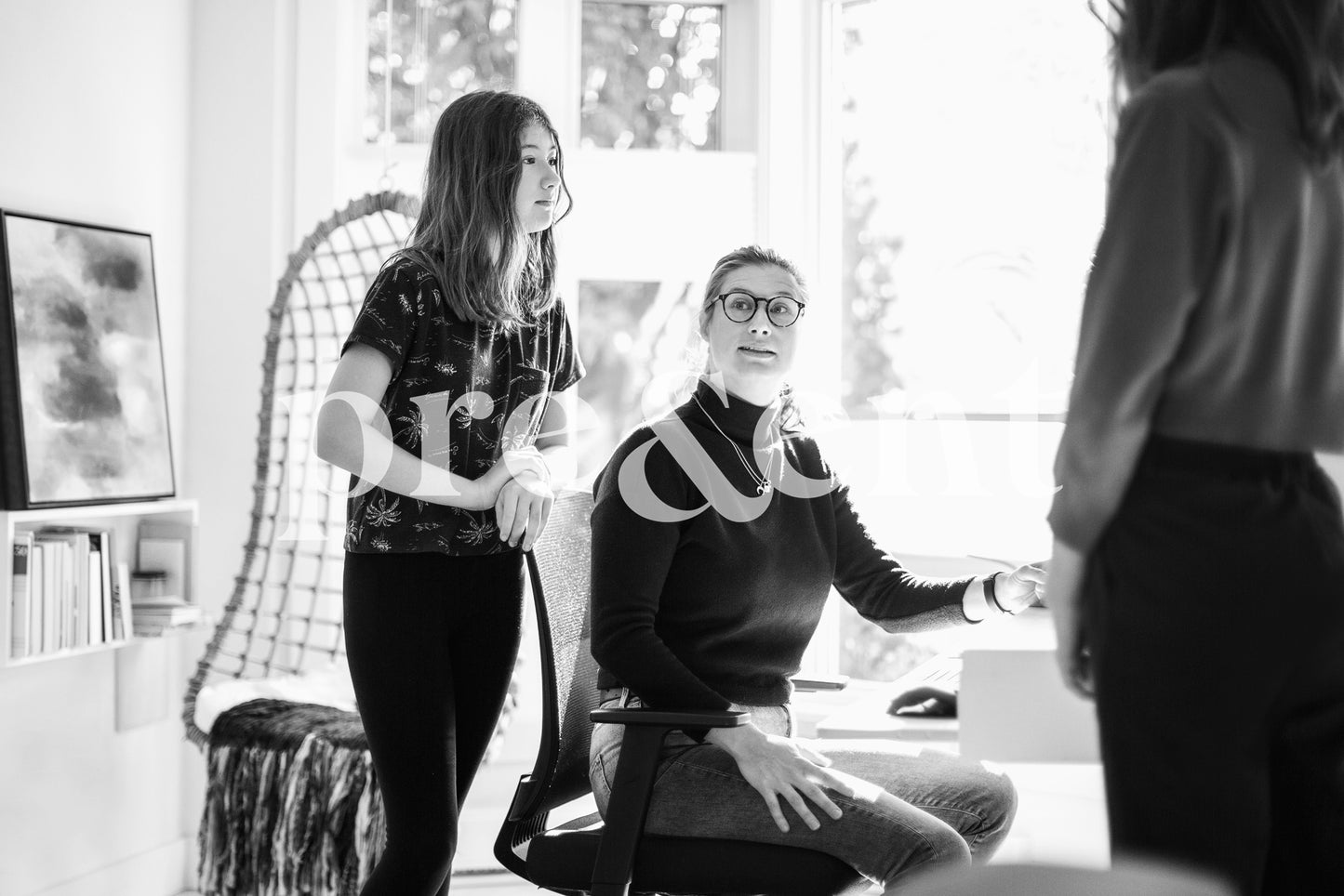 Casual discussion at home with family members