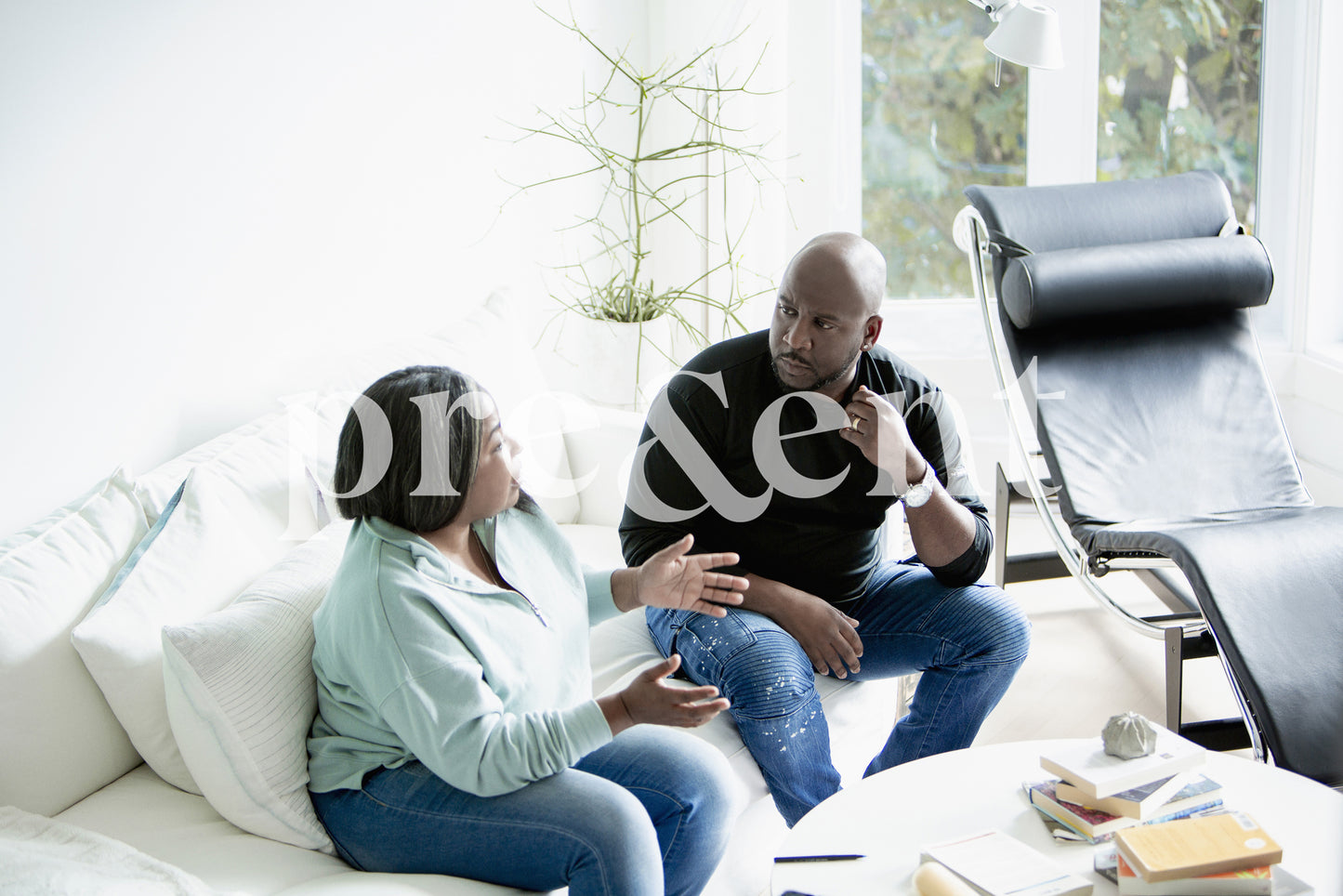 Someone explaining something to an attentive listener