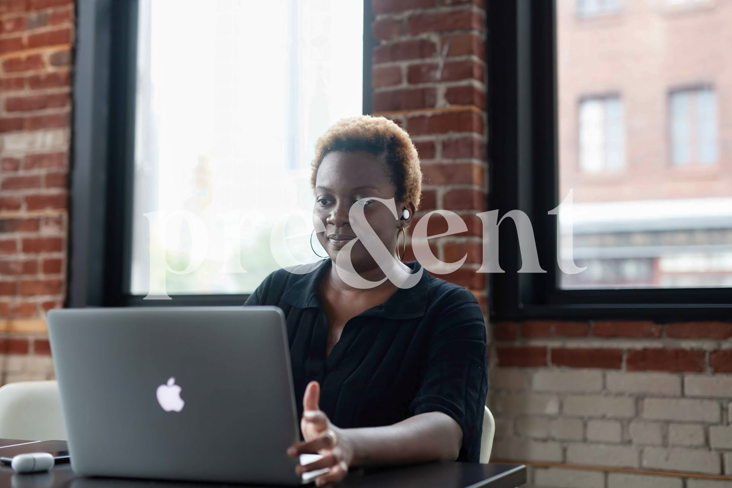 Someone in a videoconference in their office