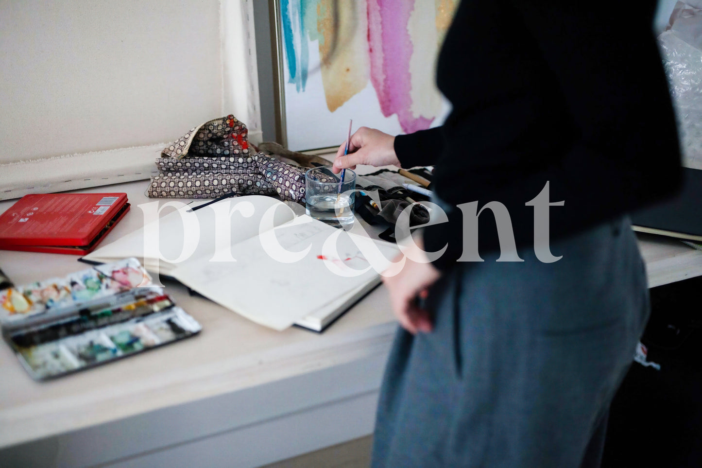 Artist creating in their studio