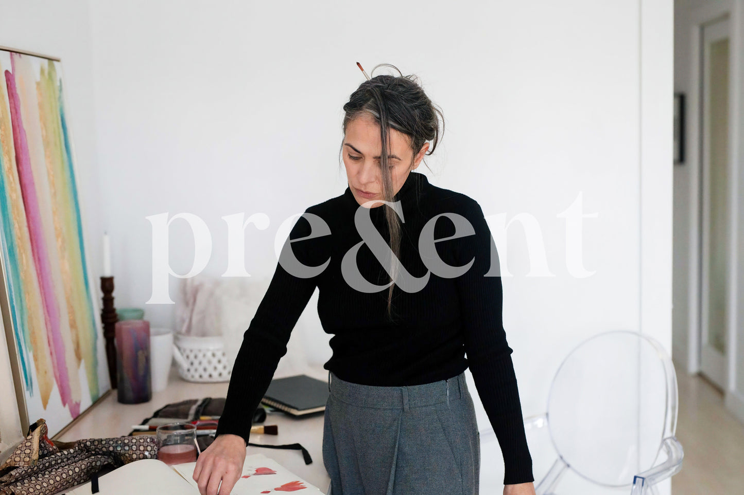 Artist working in their studio