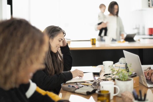 Friends working on projects