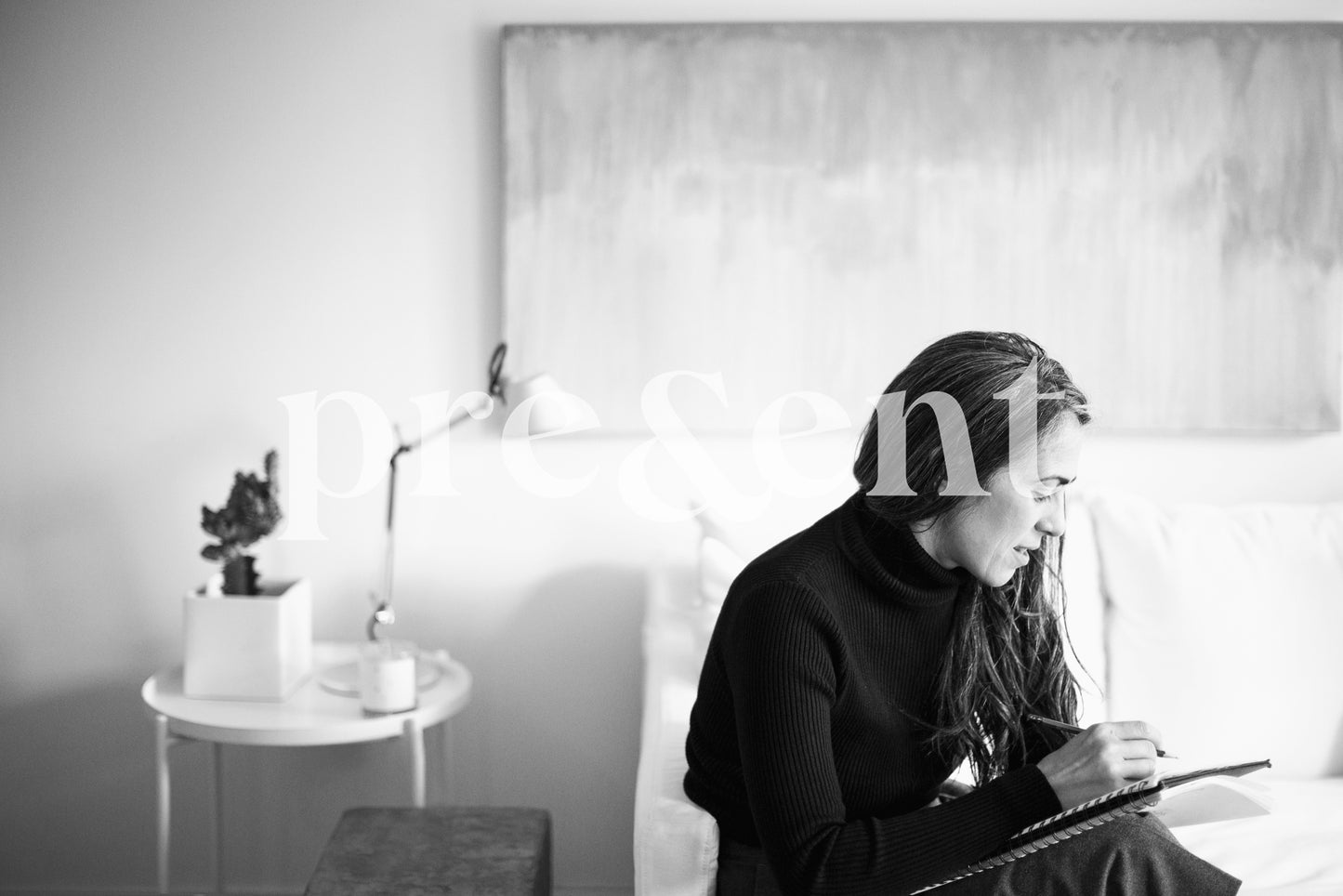 Writing down thoughts in a notebook